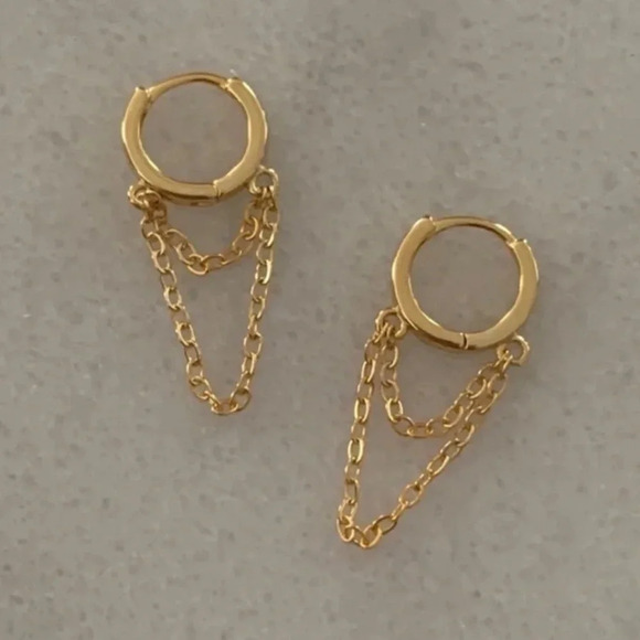 Modest Lu Jewelry - COPY - COPY - Gold Layered Chain Huggie Hoop Earrings